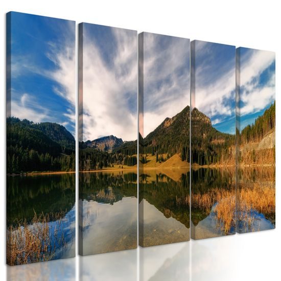 5-dielny obraz jazero medzi horami