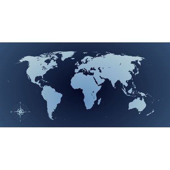 Obraz moderná mapa sveta v modrom prevedení