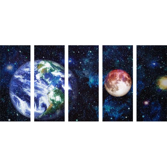 5-dielny obraz akvarelový vesmír