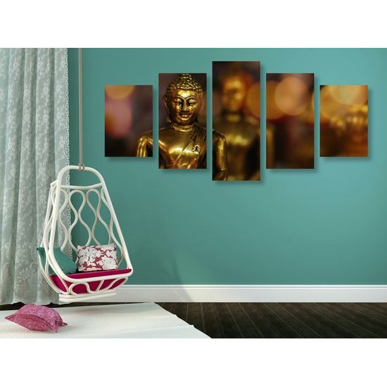 5-dielny obraz zlatá soška Budhu