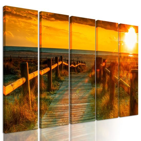 5-dielny obraz západ slnka na Kalifornskej pláži