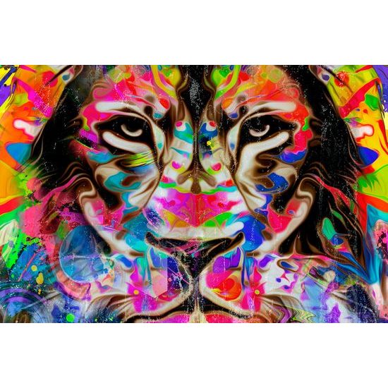 Obraz lev v pestrofarebných farbách