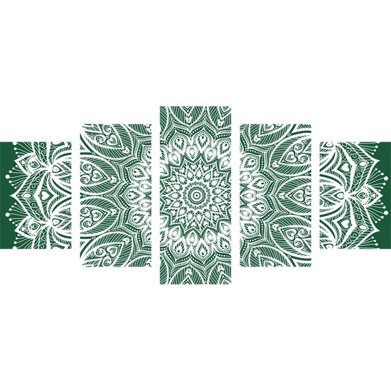 5-dielny obraz nekonečná Mandala v zelenom prevedení