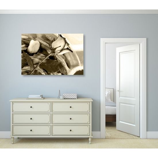 Obraz ruža v sépiovom prevedení