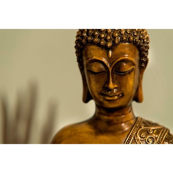 Samolepiaca tapeta bronzová socha meditujúceho Budhu