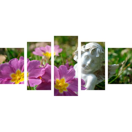 5-dielny obraz anjel na rozkvitnutej lúke