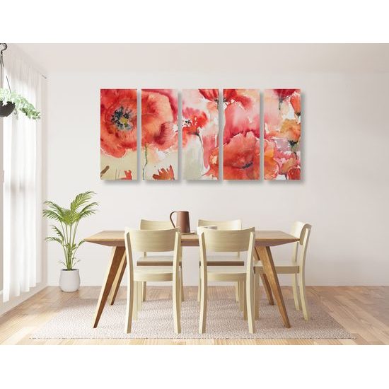 5-dielny obraz maľované maky