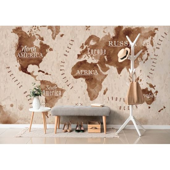 Tapeta stará mapa sveta v sépiovom prevedení