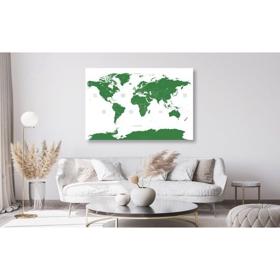 Obraz na korku zelená mapa sveta so štátmi