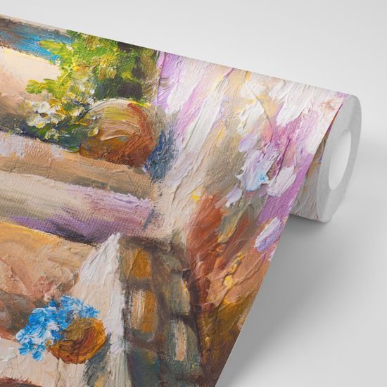 Krásna samolepiaca tapeta maľovaný domček pri mori