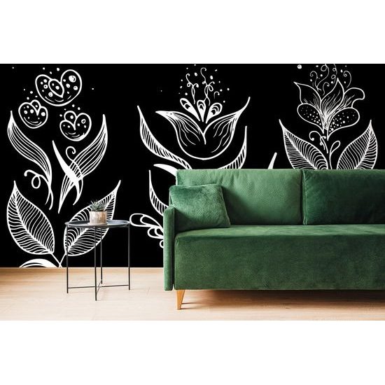 Tapeta čiernobiele folklórne ornamenty