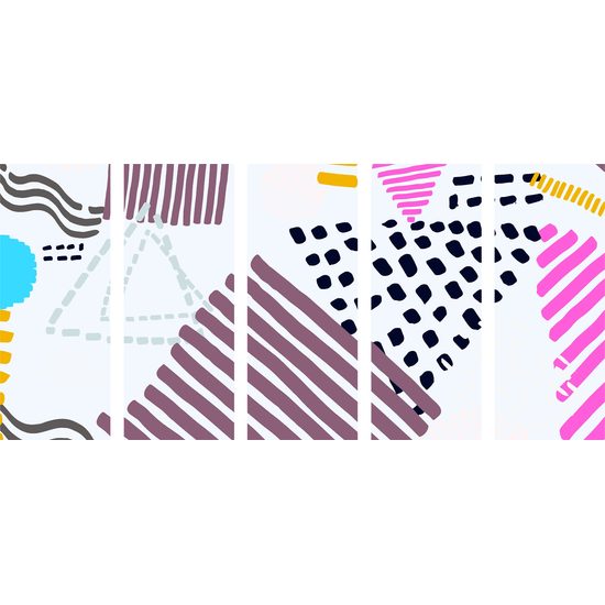 5-dielny obraz Memphis vzor v pop art prevedení
