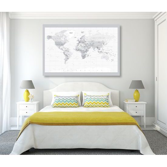 Obraz školská mapa v čiernobielom prevedení