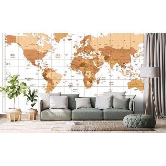 Tapeta stará mapa sveta v béžovom prevedení