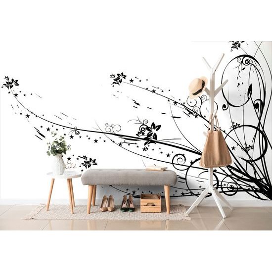 Samolepiaca tapeta minimalistický vzor s kvetmi