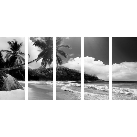 5-dielny obraz nádherné Seychely v čiernobielom prevedení