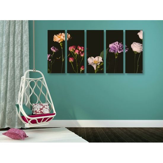5-dielny obraz nádherné kvety