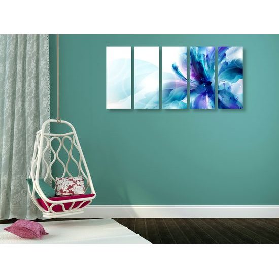 5-dielny obraz kvet v odtienoch modrej