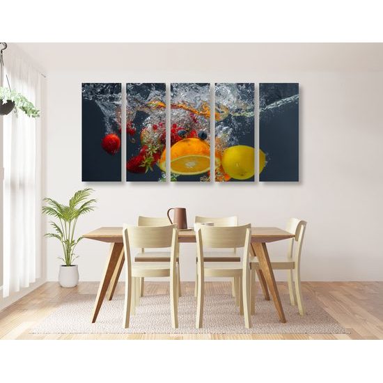 5-dielny obraz ovocie ponorené vo vode