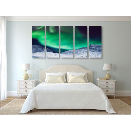 5-dielny obraz zelená polárna žiara