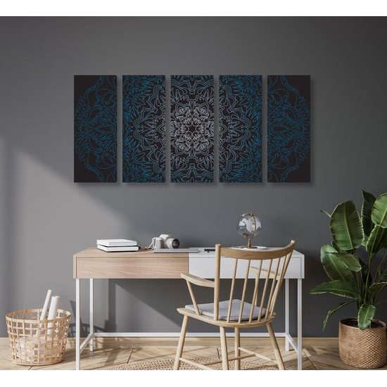 5-dielny obraz exotická Mandala v modrom prevedení