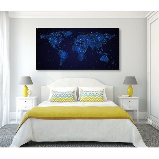 Obraz mapa sveta na nočnej oblohe