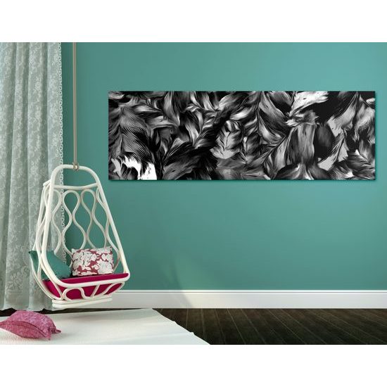 Obraz maľované kvety v čiernobielom prevedení