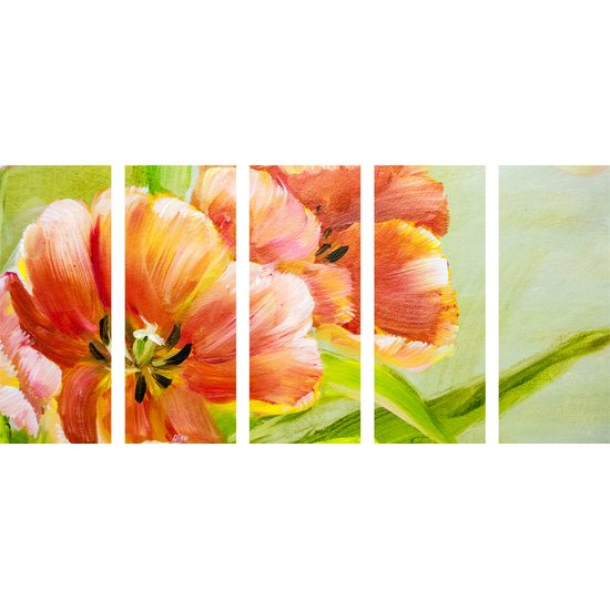 5-dielny obraz maľované tulipány
