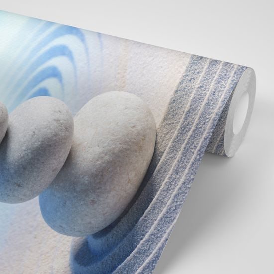 Samolepiaca fototapeta súlad motýľa s kameňmi na abstraktnom pozadí