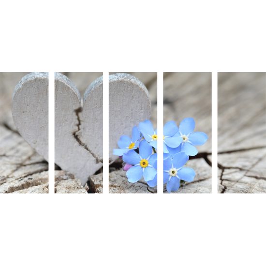 5-dielny obraz zlomené srdiečko