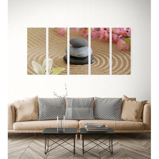 5-dielny obraz ukľudnujúce Zen zátišie