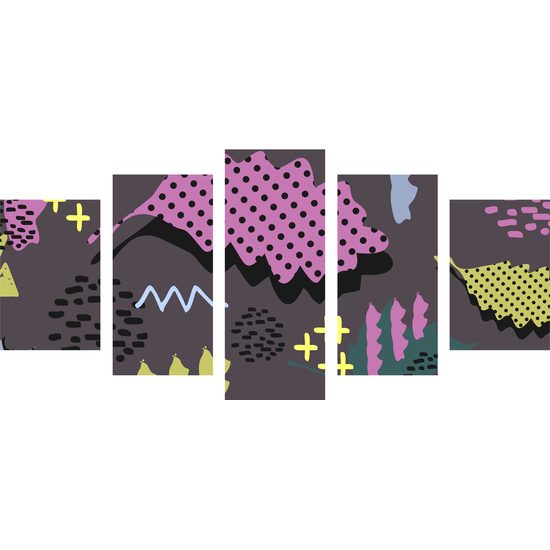 5-dielny obraz abstraktné farebné listy