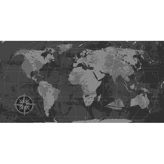 Obraz na korku historická mapa sveta v čiernobielom prevedení