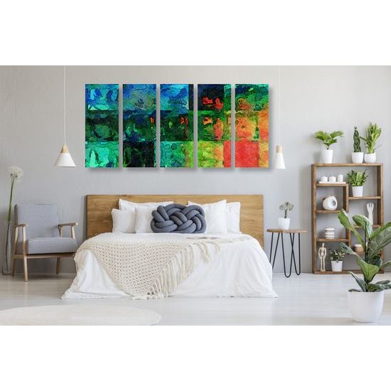 5-dielny obraz abstrakcia farieb