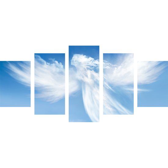 5-dielny obraz anjel tvorený oblakmi