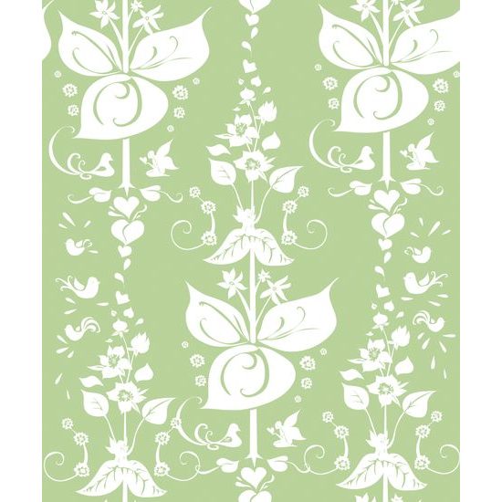 Tapeta jemné kvetinové liány v zelenom prevedení