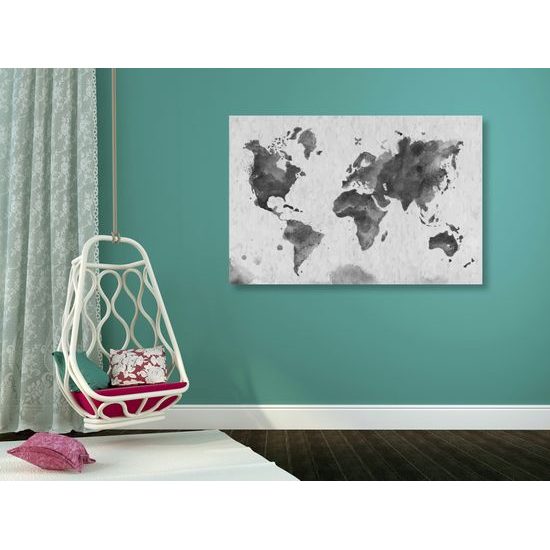 Obraz stará mapa sveta v čiernobielom prevedení