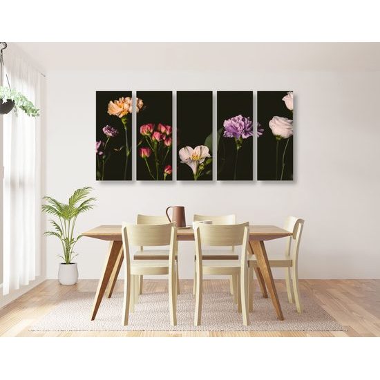 5-dielny obraz nádherné kvety