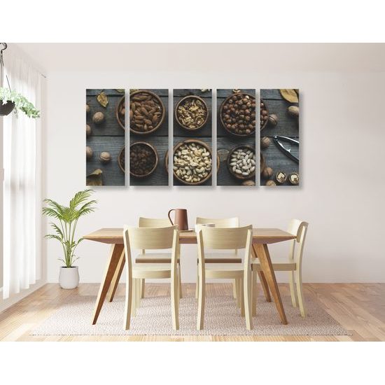 5-dielny obraz oriešky v miskách
