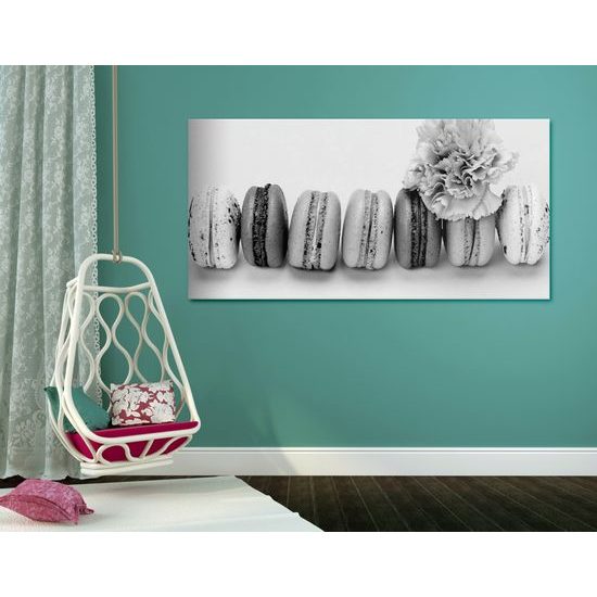 Obraz makrónky v čiernobielom prevedení