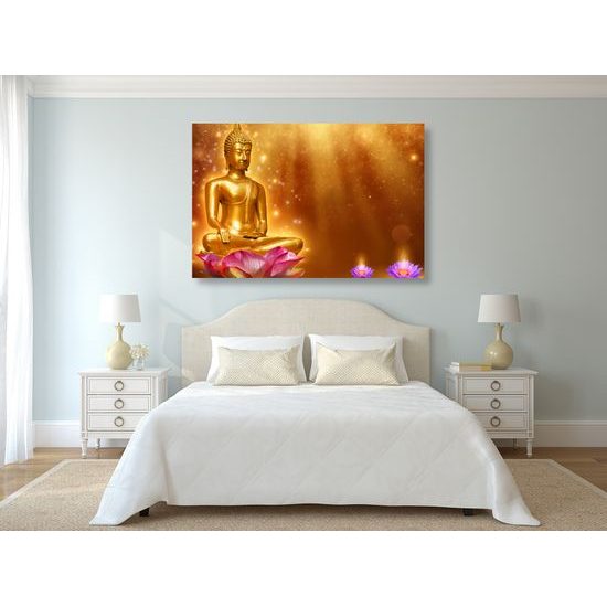 Obraz Buddha pri lotosových kvetoch