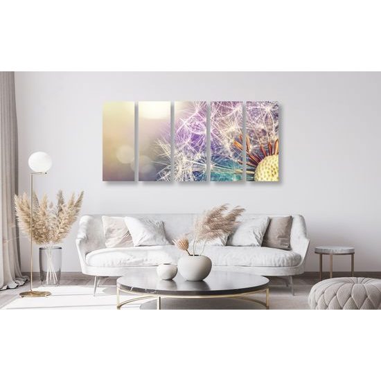 5-dielny obraz krása rozkvitnutej púpavy