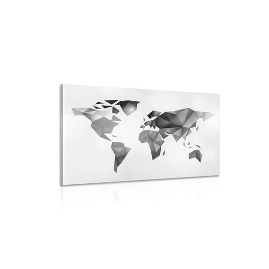 Obraz moderná mapa sveta tvorená origami v čiernobielom prevedení