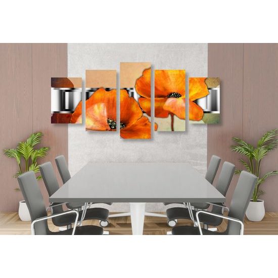 5-dielny obraz umelecké znázornenie jemnosti kvetov
