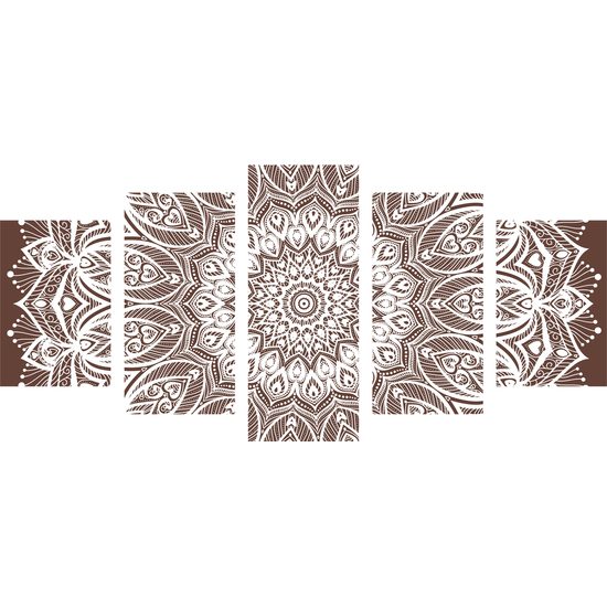 5-dielny obraz nekonečná Mandala v hnedom prevedení