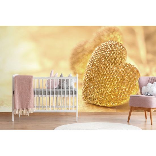 Samolepiaca tapeta žiariace srdiečka s trblietkami