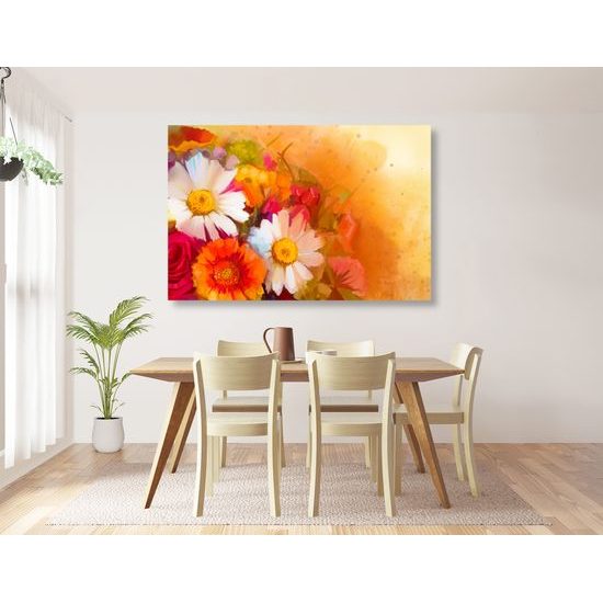 Obraz umelecká maľba pole plné nádherných kvetov