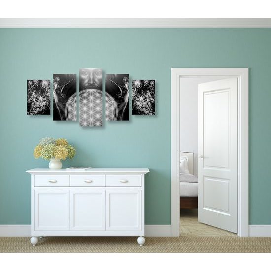 5-dielny obraz sila Ježiša v čiernobielom