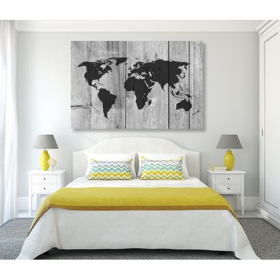 Obraz umelecká mapa sveta v čiernobielom prevedení