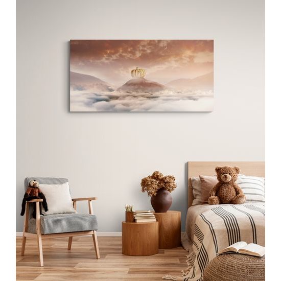 Obraz domček z tekvice na vrchole hory